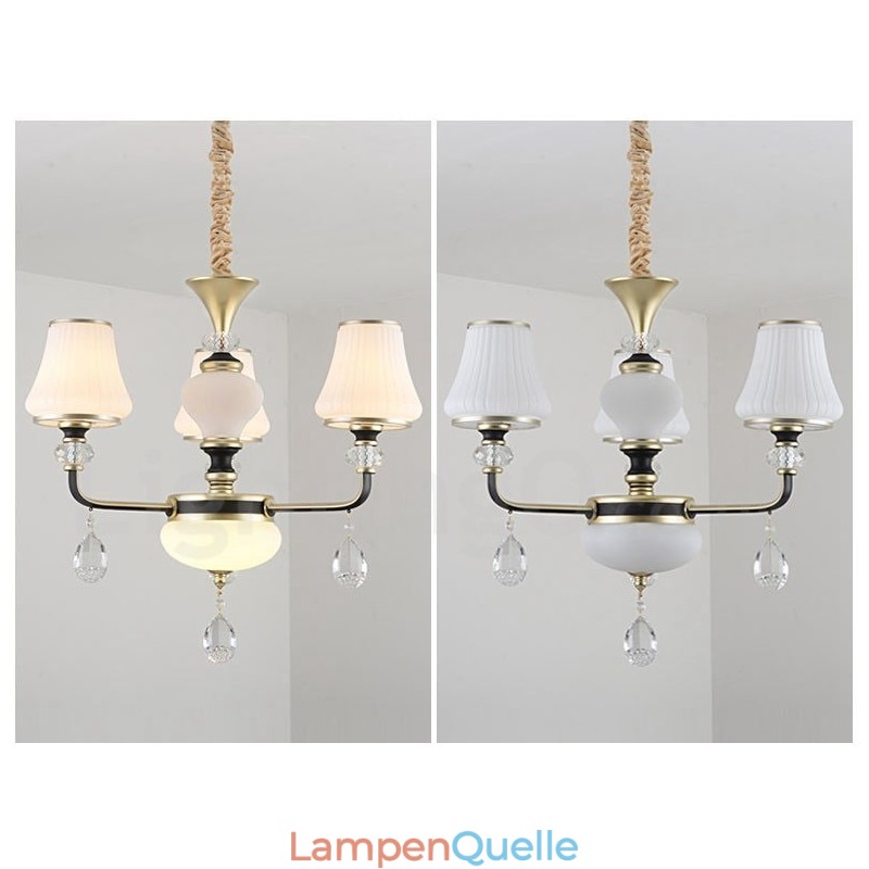 Moderne zeitgenössische Retro Luxus Kristall Pendelleuchte Kronleuchter mit Glasschirm