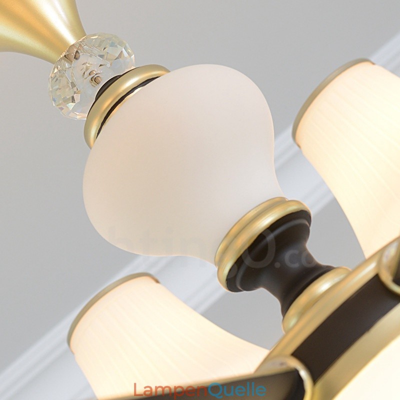Moderne zeitgenössische Retro Luxus Kristall Pendelleuchte Kronleuchter mit Glasschirm