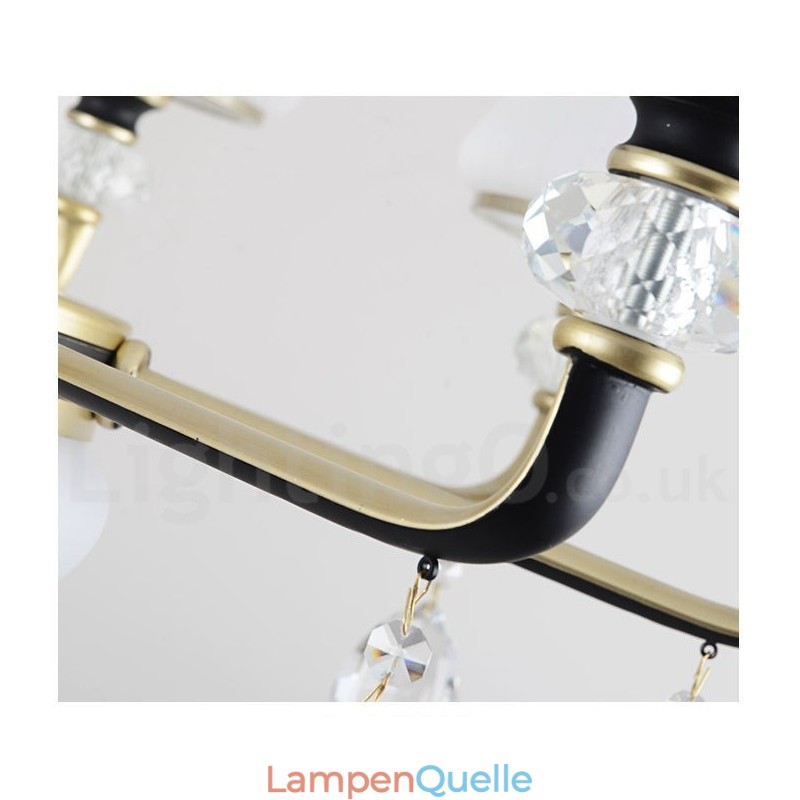 Moderne zeitgenössische Retro Luxus Kristall Pendelleuchte Kronleuchter mit Glasschirm