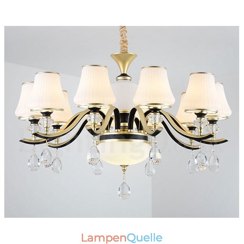 Moderne zeitgenössische Retro Luxus Kristall Pendelleuchte Kronleuchter mit Glasschirm