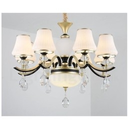 Moderne zeitgenössische Retro Luxus Kristall Pendelleuchte Kronleuchter mit Glasschirm