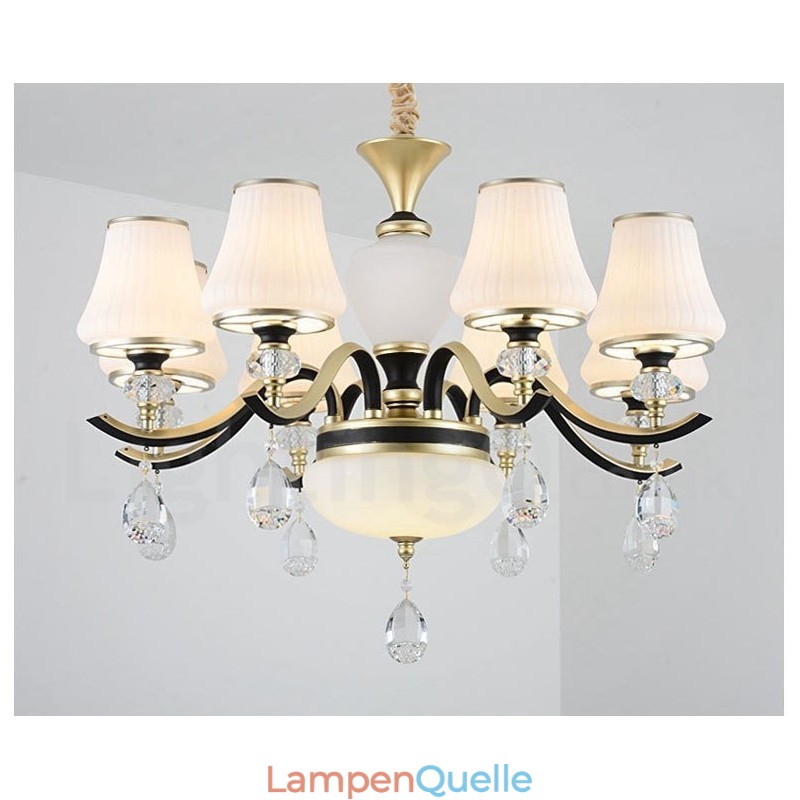 Moderne zeitgenössische Retro Luxus Kristall Pendelleuchte Kronleuchter mit Glasschirm