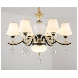 Moderne zeitgenössische Retro Luxus Kristall Pendelleuchte Kronleuchter mit Glasschirm