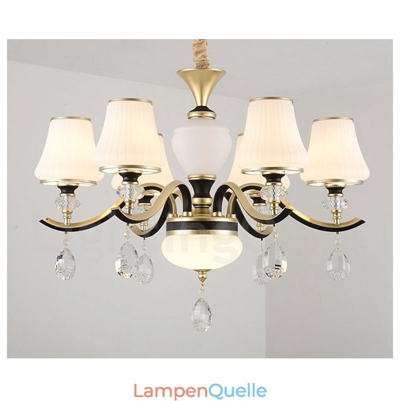 Moderne zeitgenössische Retro Luxus Kristall Pendelleuchte Kronleuchter mit Glasschirm