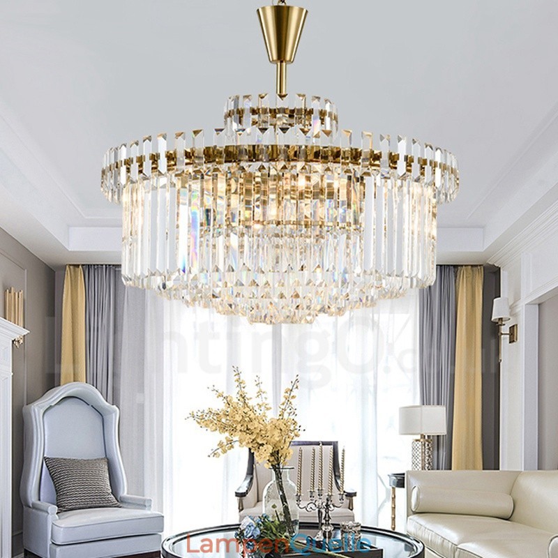 Moderne zeitgenössische 9-flammige Pendelleuchte aus Stahl mit Kristallschirm