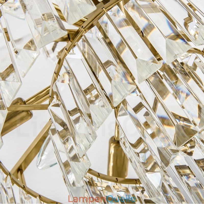 Moderne zeitgenössische 9-flammige Pendelleuchte aus Stahl mit Kristallschirm