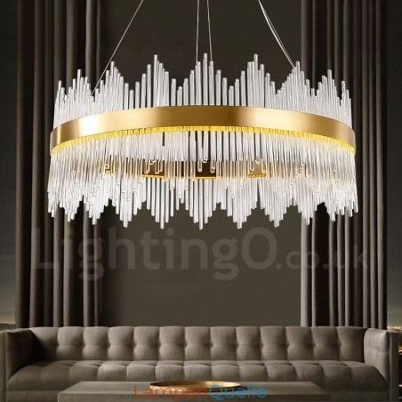 Moderne zeitgenössische Pendelleuchte aus Stahl mit Glasschirm Moderne zeitgenössische Pendelleuchte aus Stahl mit Glasschirm