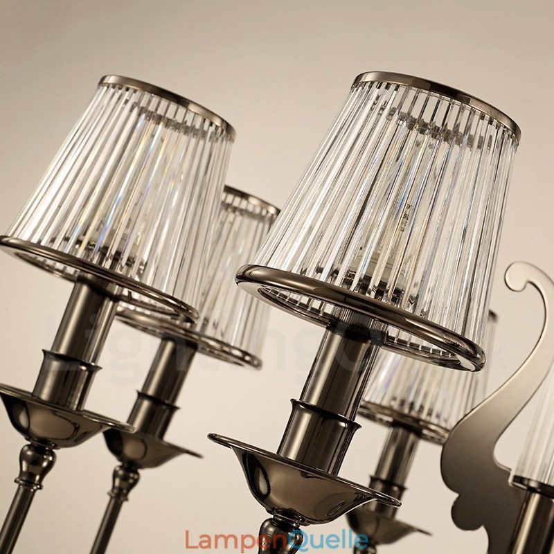 Moderner zeitgenössischer Kronleuchter aus Stahl mit 8 Lichtern und Acrylschirm