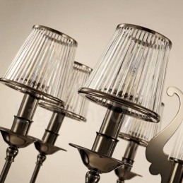 Moderner zeitgenössischer Kronleuchter aus Stahl mit 6 Lichtern und Acrylschirm