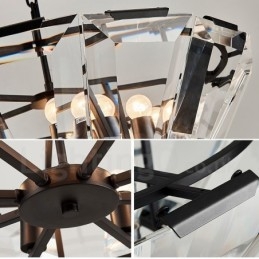 Moderne zeitgenössische 8-flammige Pendelleuchte aus Stahl mit Kristallglas-Schirm