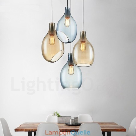 Moderne zeitgenössische 1-flammige Pendelleuchte aus Glas mit Glasschirm
