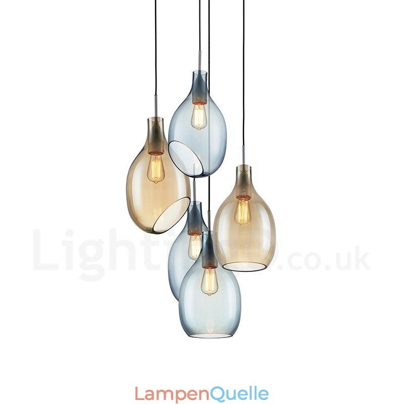 Moderne zeitgenössische 1-flammige Pendelleuchte aus Glas mit Glasschirm