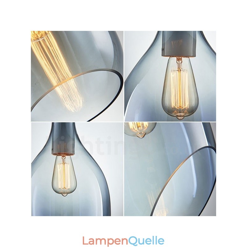 Moderne zeitgenössische 1-flammige Pendelleuchte aus Glas mit Glasschirm