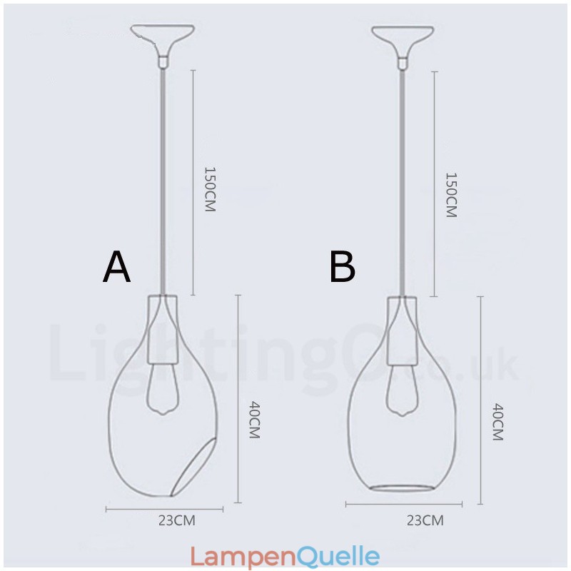Moderne zeitgenössische 1-flammige Pendelleuchte aus Glas mit Glasschirm