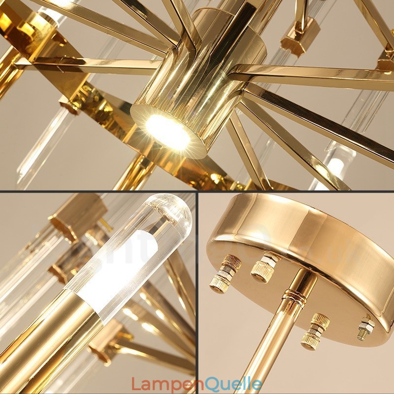 Moderner zeitgenössischer Kronleuchter aus Aluminiumlegierung mit 18 Lichtern und Kristallschirm
