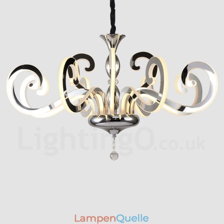 Moderner zeitgenössischer 12-flammiger Kronleuchter aus Stahl mit Acrylschirm