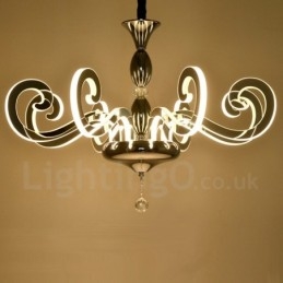 Moderner zeitgenössischer 12-flammiger Kronleuchter aus Stahl mit Acrylschirm