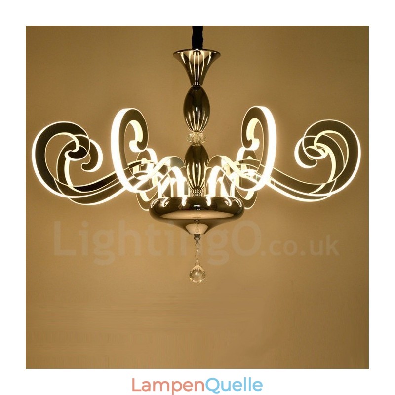 Moderner zeitgenössischer 12-flammiger Kronleuchter aus Stahl mit Acrylschirm