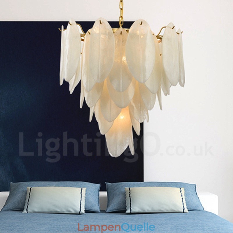 Moderne zeitgenössische 6-flammige Pendelleuchte aus Stahl mit Glasschirm