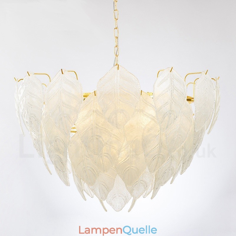 Moderne zeitgenössische 4-flammige Pendelleuchte aus Stahl mit Glasschirm