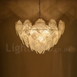 Moderne zeitgenössische 4-flammige Pendelleuchte aus Stahl mit Glasschirm