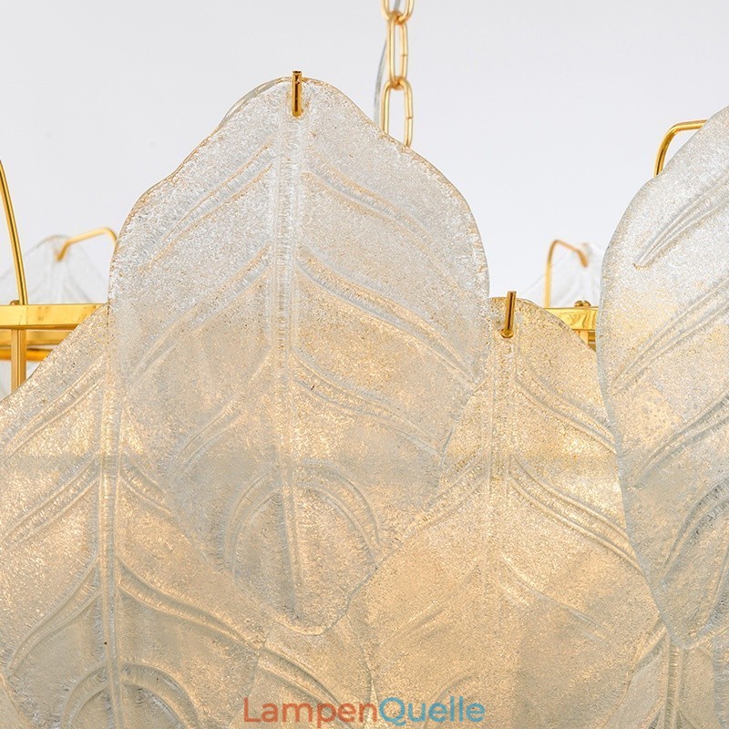 Moderne zeitgenössische 4-flammige Pendelleuchte aus Stahl mit Glasschirm