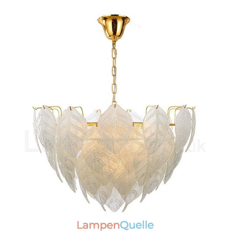 Moderne zeitgenössische 4-flammige Pendelleuchte aus Stahl mit Glasschirm