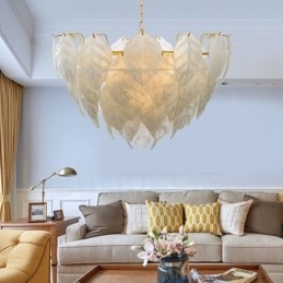 Moderne zeitgenössische 4-flammige Pendelleuchte aus Stahl mit Glasschirm