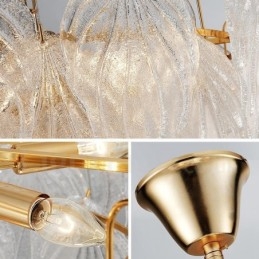 Moderne zeitgenössische 4-flammige Pendelleuchte aus Stahl mit Glasschirm