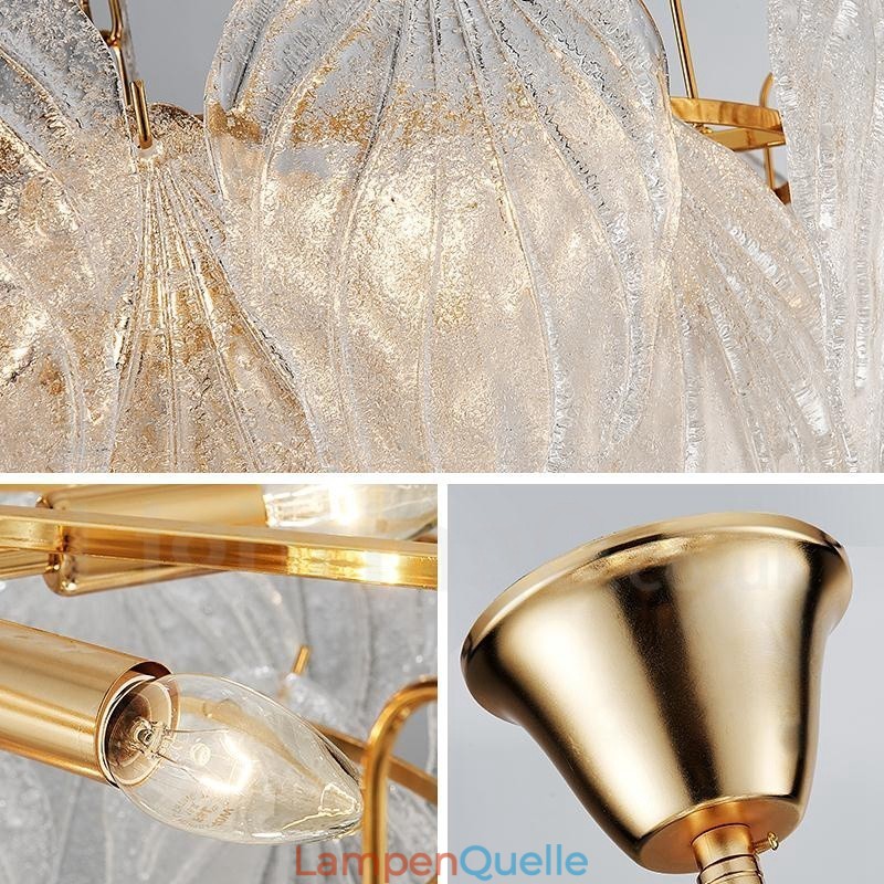 Moderne zeitgenössische 4-flammige Pendelleuchte aus Stahl mit Glasschirm