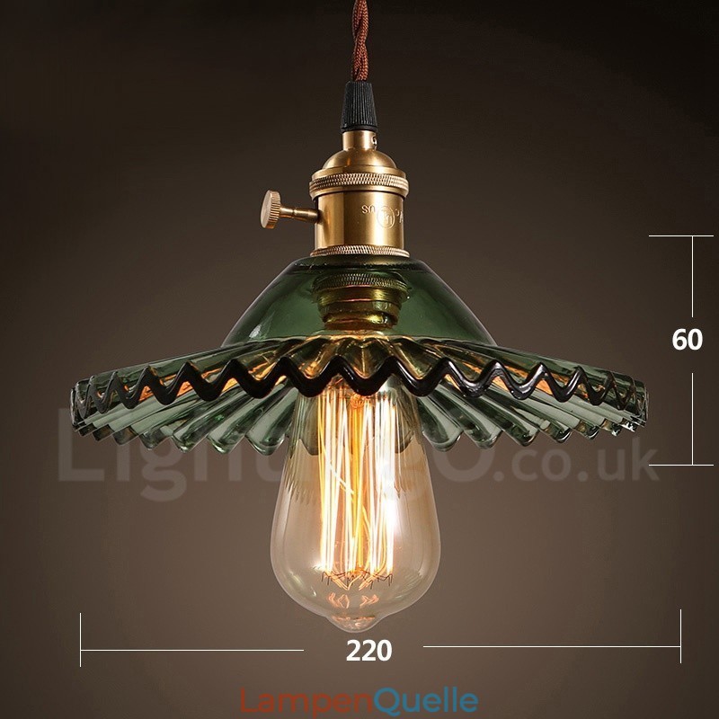 Rustikale Lodge Retro-Pendelleuchte aus Stahl mit 1 Licht und Glasschirm