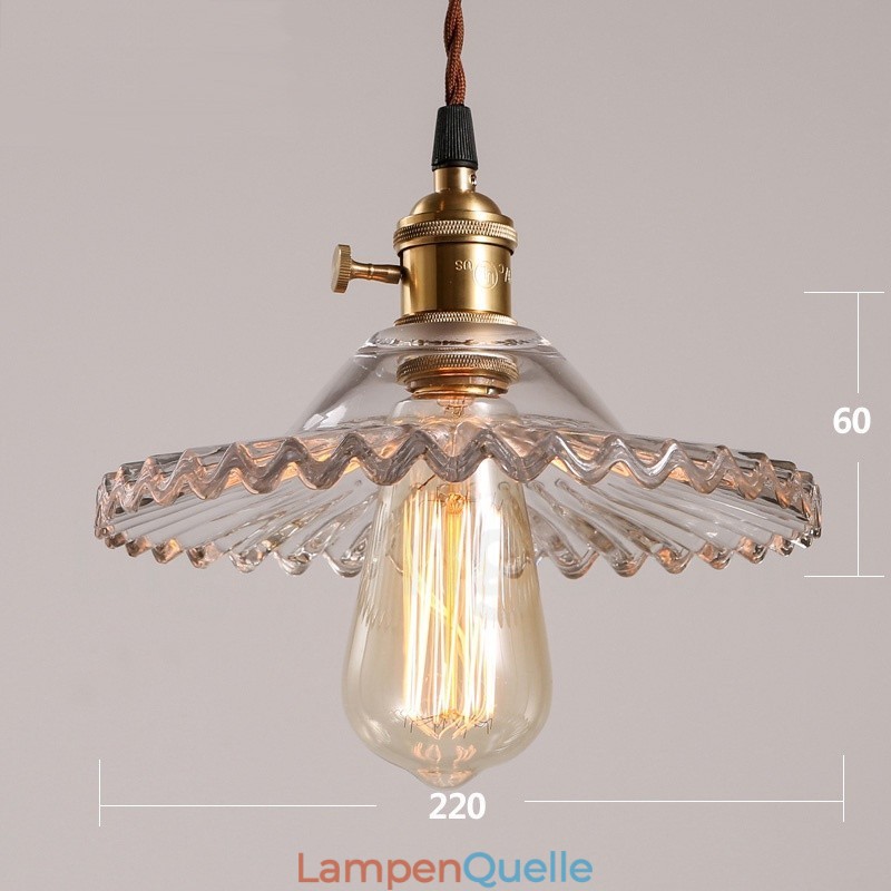 Rustikale Lodge Retro-Pendelleuchte aus Stahl mit 1 Licht und Glasschirm