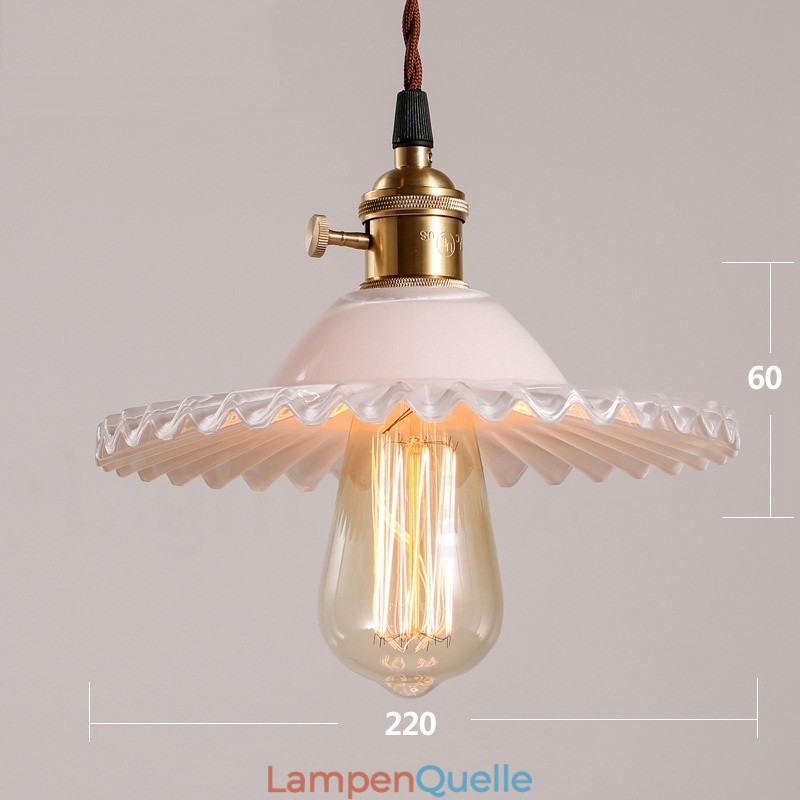 Rustikale Lodge Retro-Pendelleuchte aus Stahl mit 1 Licht und Glasschirm