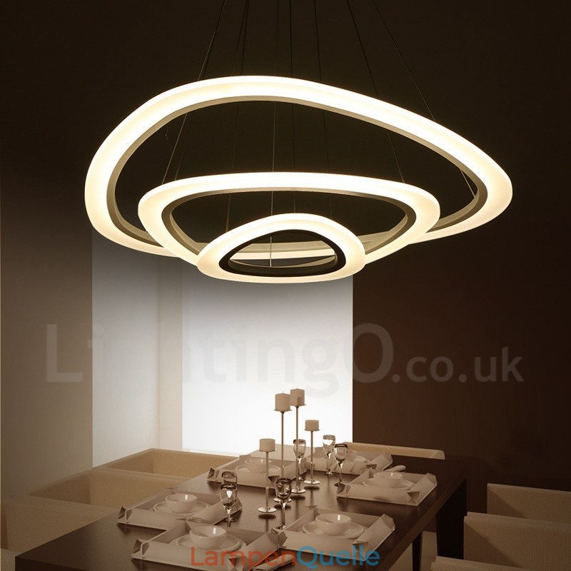 Dimmbar mit Fernbedienung, moderne zeitgenössische 3-flammige Pendelleuchte aus Aluminiumlegierung mit Acrylschirm