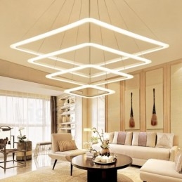 Moderne zeitgenössische 4-flammige Pendelleuchte aus Aluminiumlegierung mit Acrylschirm