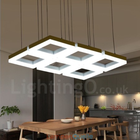 Moderne zeitgenössische 6-flammige Pendelleuchte aus Aluminiumlegierung mit Acrylschirm Moderne zeitgenössische 6-flammige Pendelleuchte aus Aluminiumlegierung mit Acrylschirm