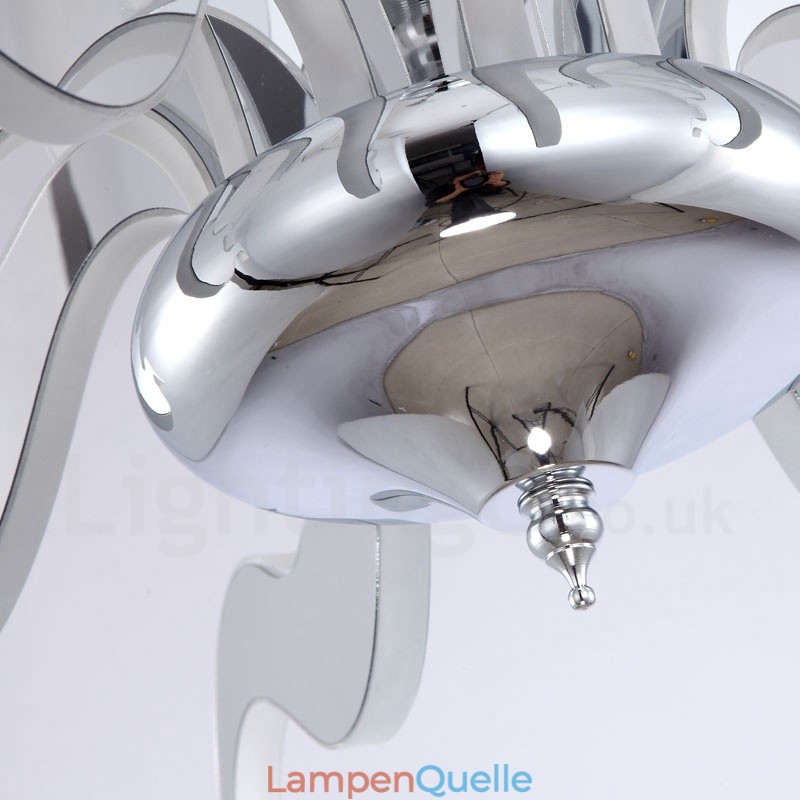 Dimmbarer moderner zeitgenössischer Kronleuchter aus Stahl mit 15 Lichtern und Acrylschirm