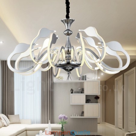 Dimmbarer moderner zeitgenössischer Kronleuchter aus Stahl mit 12 Lichtern und Acrylschirm Dimmbarer moderner zeitgenössischer Kronleuchter aus Stahl mit 12 Lichtern und Acrylschirm