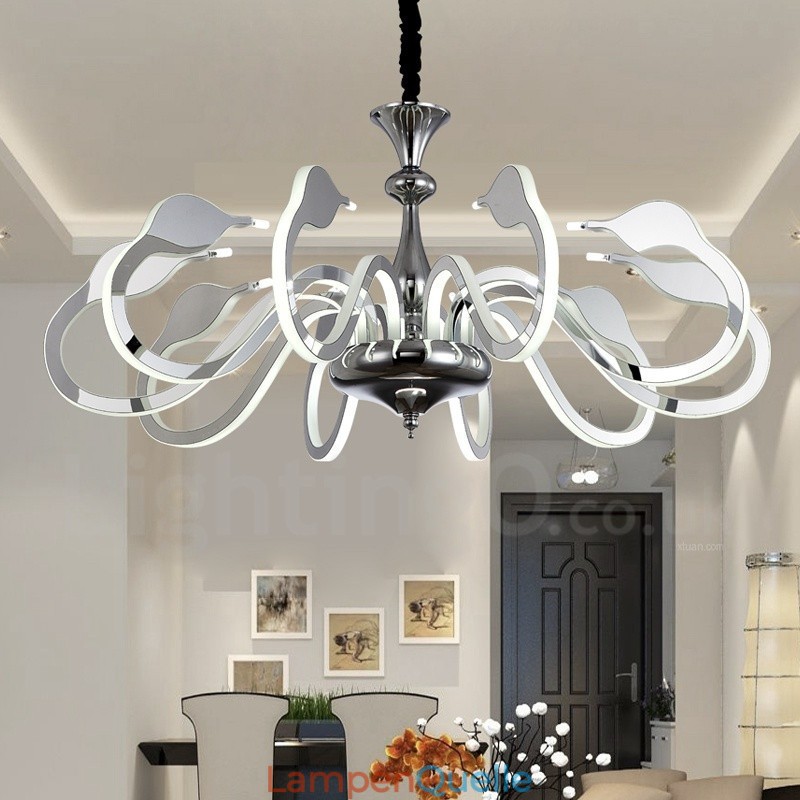 Dimmbarer moderner zeitgenössischer Kronleuchter aus Stahl mit 10 Lichtern und Acrylschirm