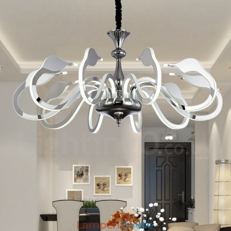 Dimmbarer moderner zeitgenössischer Kronleuchter aus Stahl mit 10 Lichtern und Acrylschirm Dimmbarer moderner zeitgenössischer Kronleuchter aus Stahl mit 10 Lichtern und Acrylschirm