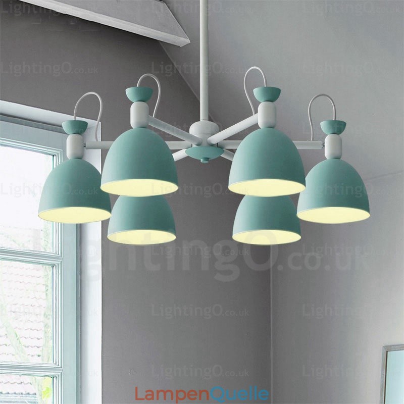 Nordischer Kronleuchter mit 6 Lichtern und Schirm aus Aluminiumlegierung
