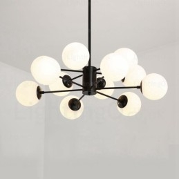Nordischer Kronleuchter mit 12 Lichtern und Glasschirm
