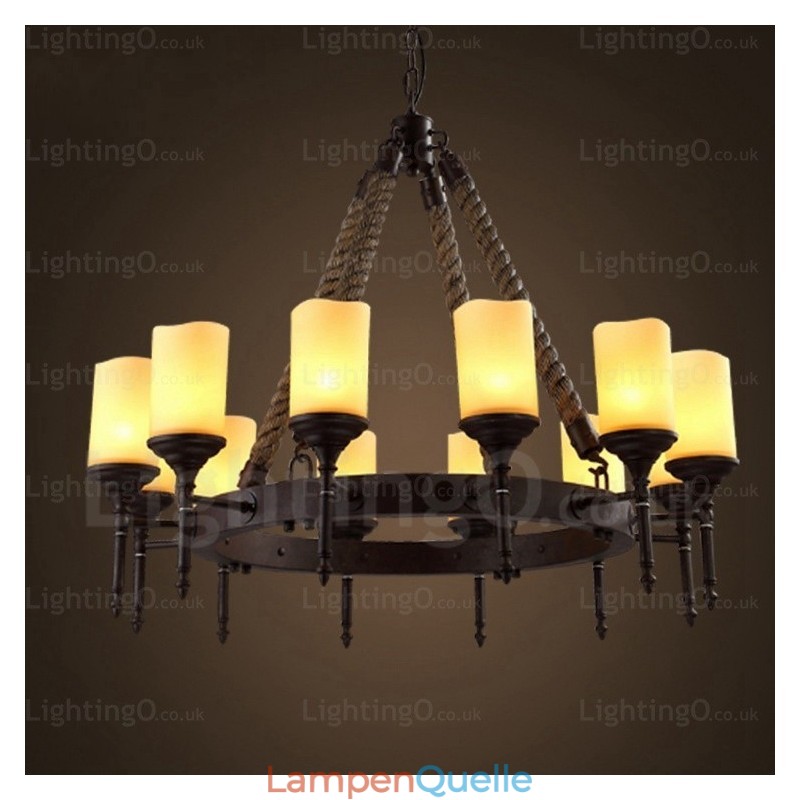 Pendelleuchte im Landhausstil, Vintage-Stil, Retro-Stil, mit Glasschirm, 12 Lichter