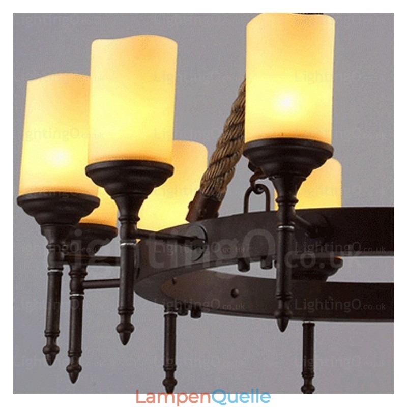 Pendelleuchte im Landhausstil, Vintage-Stil, Retro-Stil, mit Glasschirm, 12 Lichter