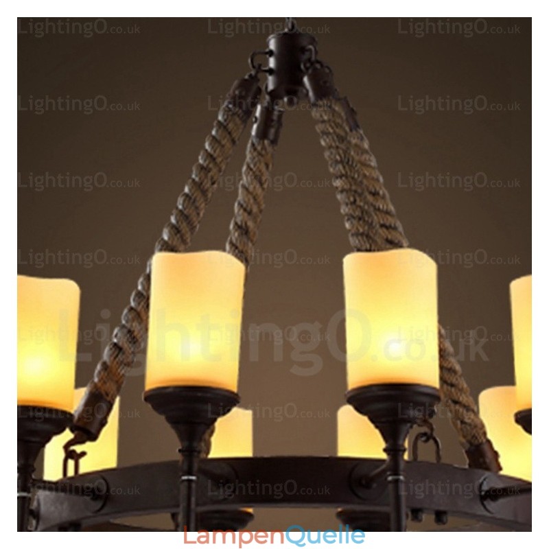 Pendelleuchte im Landhausstil, Vintage-Stil, Retro-Stil, mit Glasschirm, 12 Lichter