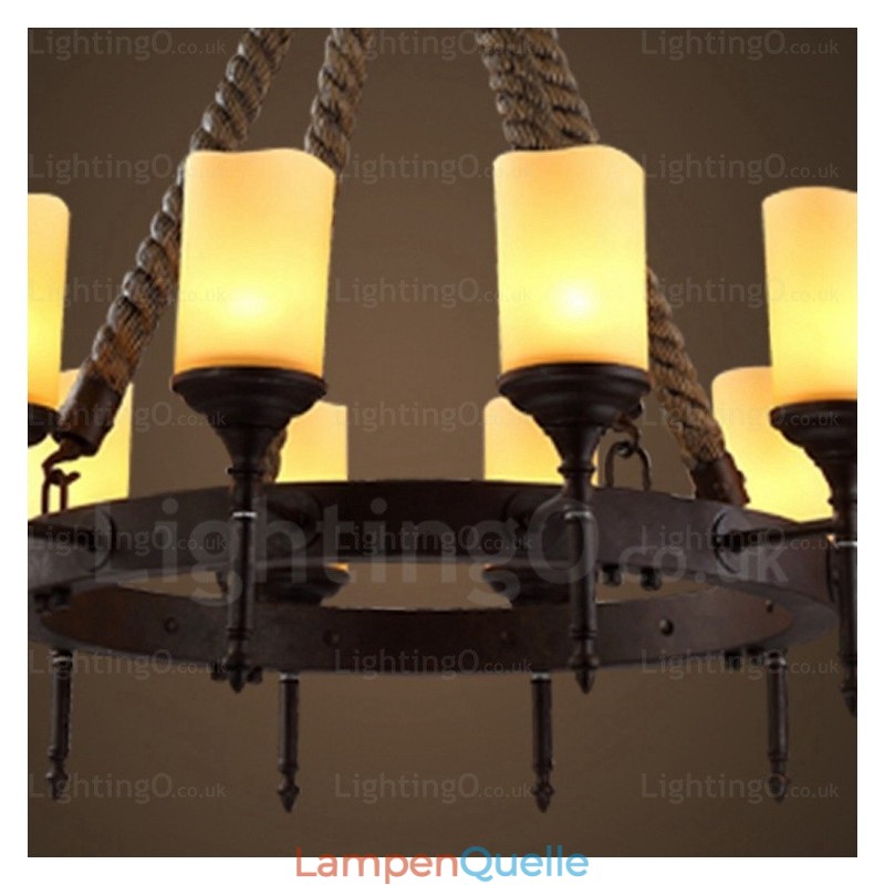 Pendelleuchte im Landhausstil, Vintage-Stil, Retro-Stil, mit Glasschirm, 12 Lichter