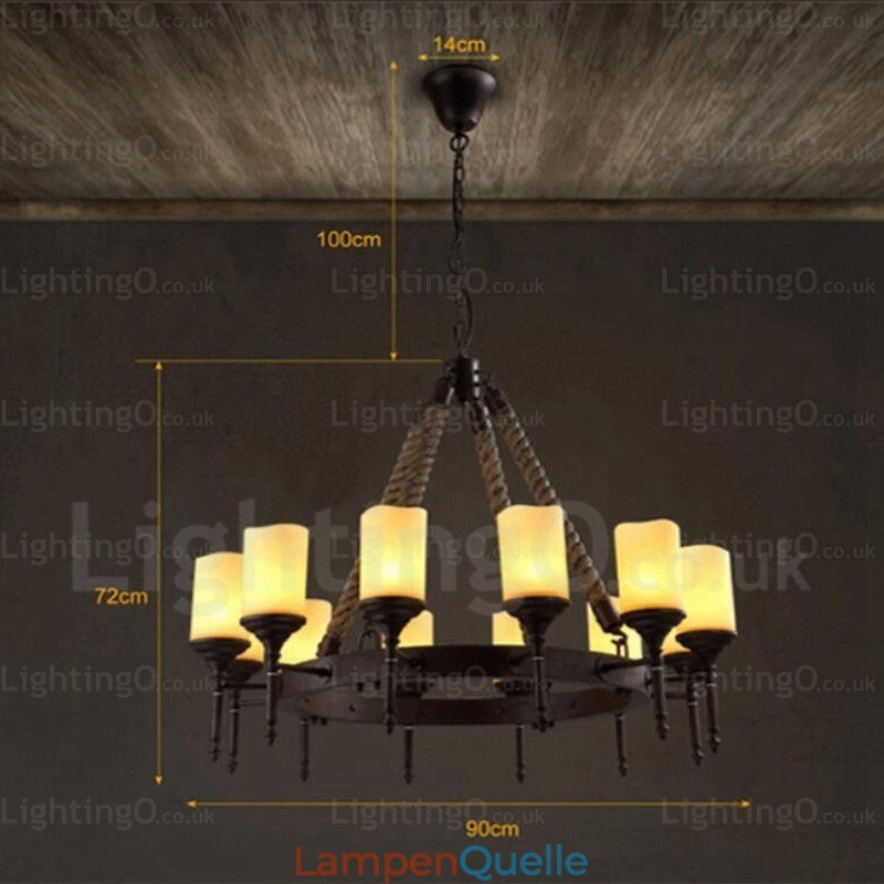 Pendelleuchte im Landhausstil, Vintage-Stil, Retro-Stil, mit Glasschirm, 12 Lichter