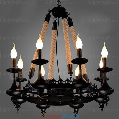 Rustikale Pendelleuchte im Landhausstil mit 8 Lichtern Rustikale Pendelleuchte im Landhausstil mit 8 Lichtern