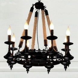Rustikale Pendelleuchte im Landhausstil mit 8 Lichtern