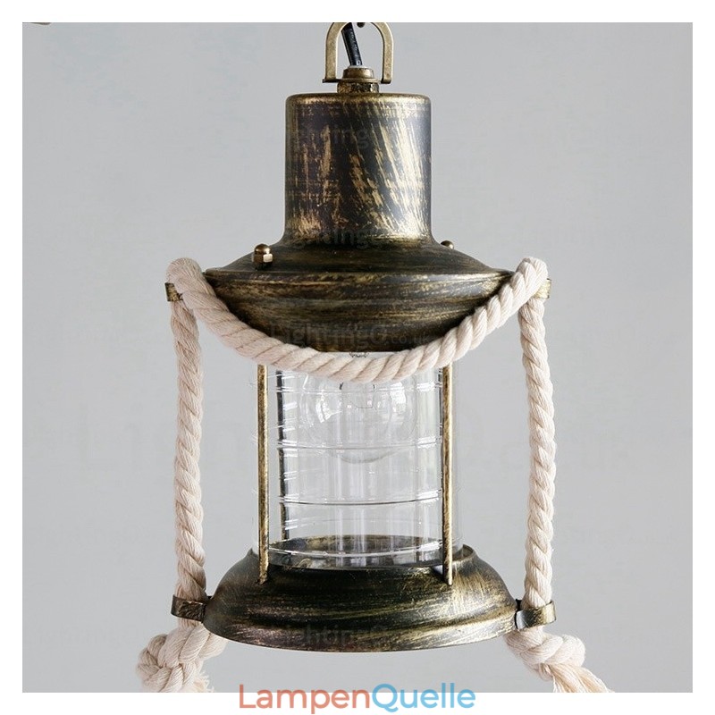 Pendelleuchte im Landhausstil, Vintage-Stil, Retro-Stil, mit Glasschirm, 2 Lichter